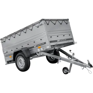 Kippbarer Pkw Anhänger Garden Trailer 200 Kipp mit zusätzlichen Bordwänden, Stützrad und Flachplane