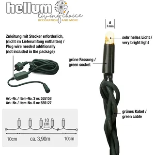 Hellum LED-Lichterkette spritzwassergeschützt 4 m Warmweiß