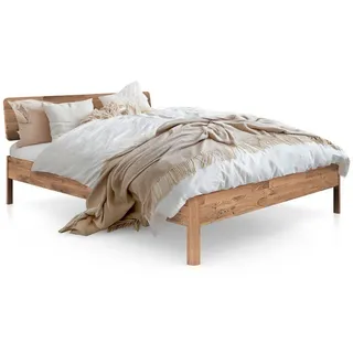 byoak Massivholzbett Penny 160x200 MIT Holzkopfteil Wildeiche , Holz , Echtholz,Eiche , 160x200 cm , Schlafzimmer, Betten