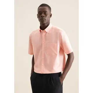 Businesshemd SEIDENSTICKER "Regular", Herren, Gr. XL (43), normale Ärmellängen, orange, 100% Baumwolle, Strukturmuster, regular fit, gerader Abschluss, Hemden Businesshemd, Regular 1/2 Button-Down-Kragen Struktur