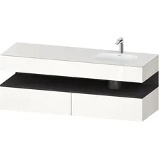 Duravit Qatego Einbauwaschtisch mit Konsolenwaschtischunterbau, 1600x550x600mm, Nische Graphit Supermatt, Becken rechts, QA4796080, Farbe: Weiß Hochglanz