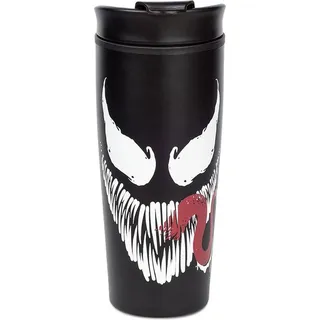 MARVEL Venom Metall Reisebecher (Venom Face Design) isolierter Kaffeebecher 475ml - Offizielles Lizenzprodukt