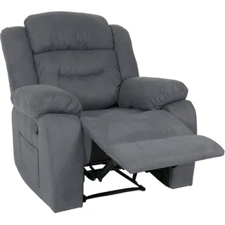 Mendler Fernsehsessel HWC-J57, XXL Relaxsessel TV-Liegesessel Nosagfederung Wildleder-Optik Stoff/Textil bis 200kg ~ graublau