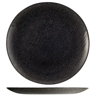 Set 6 Geschirr Teller H&h Charme Ø28cm Glas Schwarz Mit Glanz