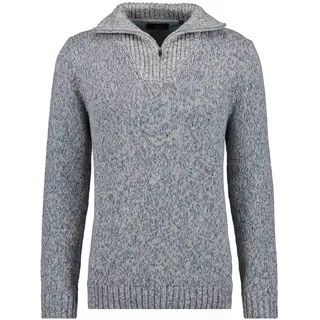 Troyer RAGMAN, Herren, Gr. 58, grau (grau, melange), Strick, 100% Baumwolle, hoch geschlossener Ausschnitt, Pullover Troyer
