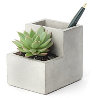 Kikkerland Pflanzentopf aus Beton für den Schreibtisch, Go Green ins Büro, zum Aufbewahrenvon Stiften und Visitenkarten, größe, 9,6x9x8,1 cm., small, Größe S, PL02-S