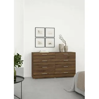 Dmora - Kommode Solene, Wohnzimmerbuffet, Wohnzimmer-Sideboard, Moderne Küchen-Speisekammer, 140x40 h82 cm, Nussbaum