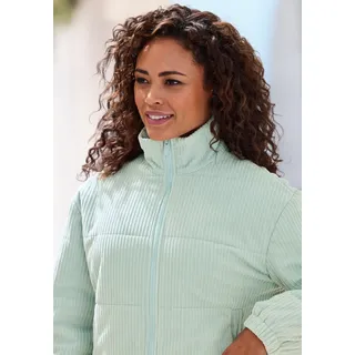 Cordjacke BUFFALO, Damen, Gr. 42, salbeigrün, Cord, Obermaterial: 100% Polyester. Futter: 100% Polyester. Futter 2: 100% Polyester, unifarben, figurumspielend hüftlang, mit innenliegendem Gummizug, Jacken Cordjacke