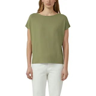 T-Shirt S.OLIVER, Damen, Gr. 46, khaki, Jersey, Obermaterial: 95% Viskose, 5% Elasthan, regular fit taillenbedeckt, Rundhals, Shirts T-Shirt, mit Markenlabel