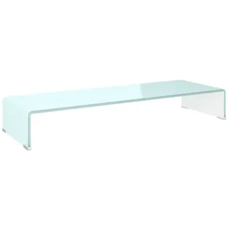 vidaXL TV-Tisch/Bildschirmerhöhung Glas Weiß 90x30x13 cm