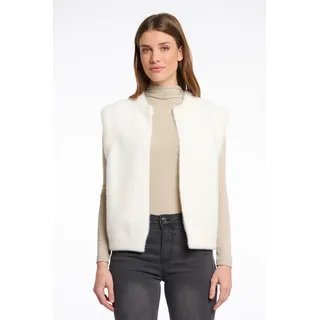 Kurzweste RINO & PELLE "ELONA", Damen, Gr. M (38), snow weiß, Bouclé, Obermaterial: 59% Polyamid, 26% Polyester, 15% Viskose, regular fit taillenbedeckt, Westen Kurzweste, mit Bündchen