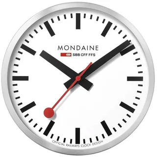 Mondaine A995.CLOCK.16SBB Wanduhr Groß Silberfarben/Weiß 40 cm