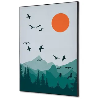 Showdown Wanddekoration Sonne und Vögel Mehrfarbig Aluminium