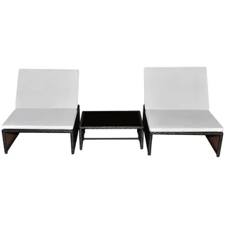 vidaXL Outdoor-Lehnstühle 2 Stk. mit Tisch Braun Poly Rattan - Braun