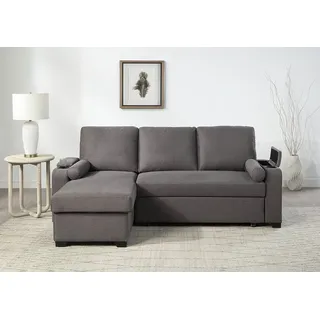 Atlantic Home Collection Ecksofa »Gorje L-Form« mit Schlaffunktion, Stauraum, Becherhalter, Staufächer & Kissenrollen,
