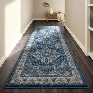 Villeroy & Boch Teppich »Jehanne« rechteckig 11 mm Höhe Orientalisch, Wohnzimmer, Schlafzimmer, Klassisch, Kurzflor, Weich, blau