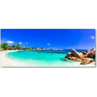 Tulup® Küchenrückwand Spritzschutz aus Glas -125x50 -Spritzschutz auf gehärtetes Glas Deko Landschaften Seychellen Strand