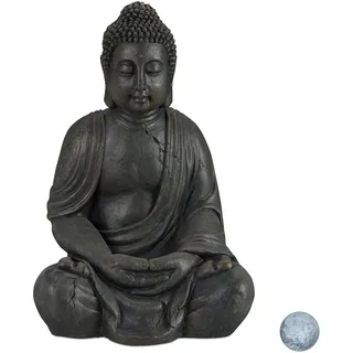 Relaxdays Buddha Figur sitzend 70 cm Dunkelgrau