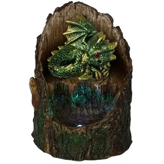 Nemesis Now Arboreal Dekofigur Grüner Drache im Baumstamm, beleuchtet, Rot, 10,8 cm