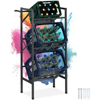 Relaxdays Getränkekistenregal 109 x 49 x 32 cm Schwarz