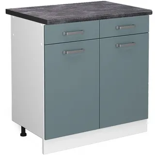 Vicco Schubladenschrank Küchenunterschrank R-Line 80 x 81,6 x 60 cm Blau-Grau