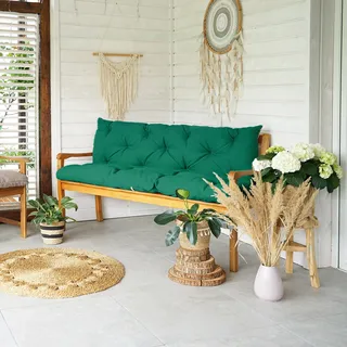 4L Textil Gartenbankauflage Hollywoodschaukel Auflage Bankauflage outdoor Sitzkissen Bank Gartenbank wetterfest (120x50x50 cm Grün) UV-beständig - Grün