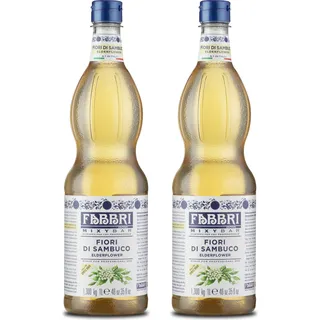 Food-United MIXYBAR-HOLUNDERBLÜTE-FABBRI Sirup 2x1L PET-Flasche - sciroppo di fiori di sambuco Italien - ohne Aroma- Farb- & Konservierungsmittel geeignet für Cocktails mit und ohne Alkohol & Schorlen - oder auch für Limonade Eistee Mocktails, GVO-Frei