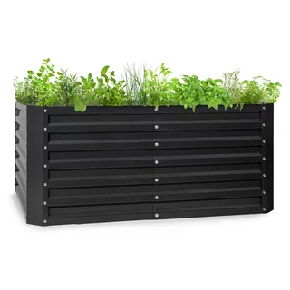 Blumfeldt Hochbeet aus Metall, Wetterfestes Stahl-Hochbeet für Balkon & Garten, Rostfreies Hochbeet Verzinkt, Freistehende Hochbeete 120x60x60 cm, 432L Pflanzkübel Groß für Blumen, Obst, Gemüse - Grau