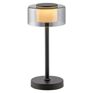 PAUL NEUHAUS LED-Schreibtischlampe, USB-Anschluss, schwarz, batteriebetrieben, Touch-Dimmer mit Speicherfunktion, 3000 K