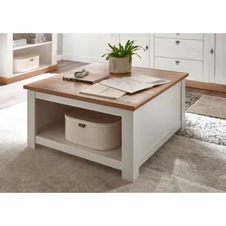 Landhaus Couchtisch 95x95cm pinie weiß / wotan eiche Beistelltisch Wohnzimmer - Weiß, Braun