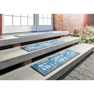 Andiamo Stufenmatte »Outdoor, 2er Set« rechteckig 6 mm Höhe Outdoor-Stufenmatten, Stein Motiv, Gartenbereich, Außenbereich, blau