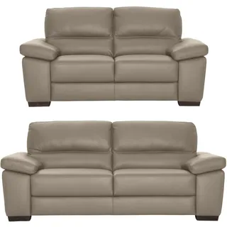 CALIA ITALIA Polstergarnitur »Gaia, hochwertige Garnitur aus 2-Sitzer und 3-Sitzer, edles Design« Set, 2 Stk. tlg. Ledergarnitur, in zwei hochwertigen Lederqualitäten, beige