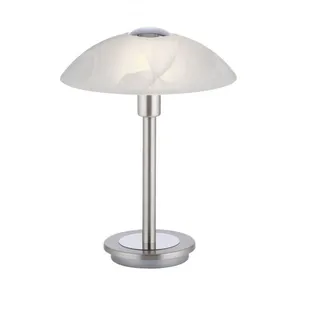 LED Tischlampe Glas Schirm Alabaster Silber 28 cm 3 W Tischleuchte dimmbar