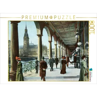 Calvendo Puzzle Alsterarkaden mit Blick zum Hamburger Rahthaus | 1000 Teile Lege-Größe 64x48cm Foto-Puzzle für glückliche Stunden