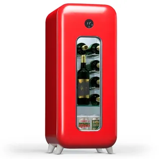 Klarstein Freistehender Weinkühlschrank 1 Zone, Getränkekühlschrank Klein, Kleiner Weinschrank, Wein-Kühlschrank Klein mit Glastür, Indoor/Outdoor Flaschenkühlschrank, Wine Fridge, 15 Flaschen