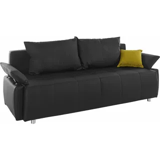 Schlafsofa COLLECTION AB "3-Sitzer, Funtastic", schwarz, B:212cm H:84cm T:96cm, Zierkissen: 100% Polyester;Struktur (100% Polyester);Kunstleder SOFTLUX;Microfaser PRIMABELLE (100% Polyester), Sofas, Schlafsofa, inkl. Bettfunktion, Bettkasten, Federkern, Frei im Raum stellbar