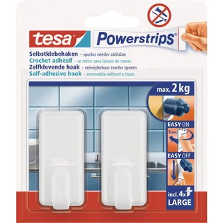 Tesa Garderobenhaken Tesa 2-teilig Weiß