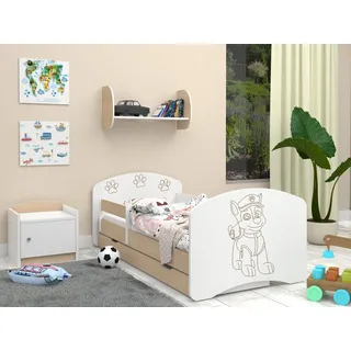 Happy Babies Kinderbett - Mit Matratze & Schublade und Rausfallschutz, 70x140, Mädchen Kinderbetten & Jugendbett Jungen Kids Bed