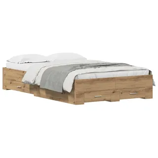 vidaXL Bettrahmen Artisan-Eiche 120 x 190 cm Holzwerkstoff - Braun