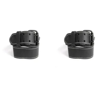 kwb kwbLeder-Gürtel aus robustem Rinds-Leder, Doppelsteg-schnalle, in Schwarz, 105 cm, mit weißer Naht, für Werkzeug-Taschen, Jeans u. v. m. (Packung mit 2)