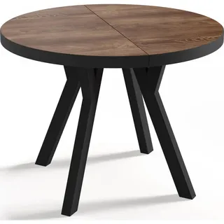 WFL GROUP Esstisch - Loft-Stil, Industriell, Platzsparend - Schwarze Beine - 100 bis 150 cm - für 5-8 Personen - Hergestellt in - Arvadonna Chestnut - 150 cm