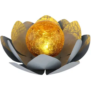 Solarleuchte Garten Seerose Kugel Solarlampe Außen Leuchte Solar 33532 - Grau