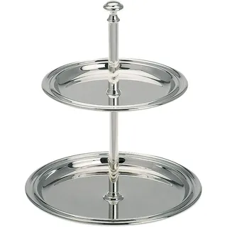 versilberte Etagere mit 2 Etagen - Kleiner Servier-Ständer 16 cm mit 2 Tellern - Deko-Ständer 2-stöckig - ideal für Obst, Pralinen, Nüsse, Konfekt, Gebäck oder Snacks