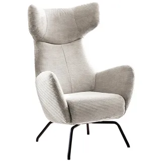 KAWOLA Sessel LOTTE Ohrensessel Cord cremeweiß