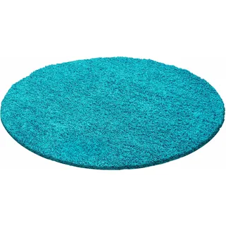 Ayyildiz Teppiche Hochflor-Teppich "Life Shaggy 1500, auch als Läufer und in Rund erhältlich" rund 30 mm Höhe Langflor, uni, große Farb- und Größenauswahl. Wohnzimmer, alle Räume, türkis