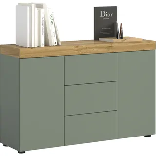 OTTO home Mambo 125 x 80 x 37 cm Smoke Grün / Wotan Eiche (Nachbildung)