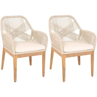 Mendler HWC-H56b Gartenstuhl 58 x 58 x 85 cm beige 2 St.