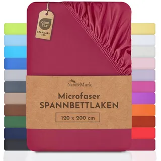 NatureMark Spannbettlaken Mikrofaser-Polyester 120 x 200 cm Rot