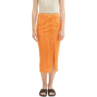 TOM TAILOR Denim Damen 1036624 Rock mit Schlitz & Muster, 31713-Mango Batik Vichy Print, M