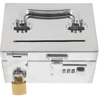 SUPVOX Edelstahl Geldkassette mit Zahlenschloss Metall Sparbox für Erwachsene Robuste Spardose mit Schlitz Multifunktionale Münz Bargeldbox für Sichere Aufbewahrung und Dekoration